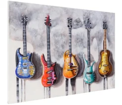 Wandbild Gitarren, 100% handgemaltes Ölgemälde 3D-Bild Gemälde XL, 120x80cm