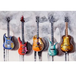 Wandbild Gitarren, 100% handgemaltes Ölgemälde 3D-Bild Gemälde XL, 120x80cm