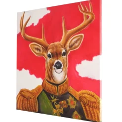 Wandbild Hirsch, 100% handgemaltes Ölgemälde Gemälde XL, 100x100cm
