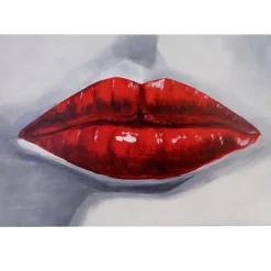 Wandbild Lippen, 100% handgemaltes Ölgemälde Gemälde XL, 120x85cm