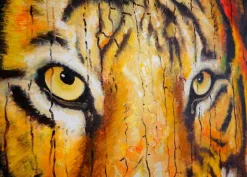 Wandbild Tiger, 100% handgemaltes Ölgemälde Gemälde XL, 100x90cm