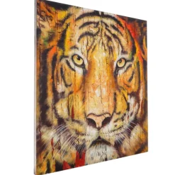Wandbild Tiger, 100% handgemaltes Ölgemälde Gemälde XL, 100x90cm