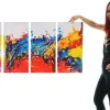 Wandbild Wave, 100% handgemaltes Ölgemälde Gemälde XL, 120x60cm
