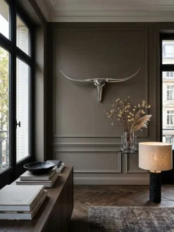 Wanddeko Geweih Bull Aluminium 125 cm breit, Silbern 125x10x60 cm