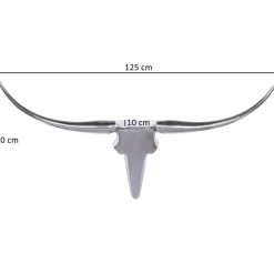 Wanddeko Geweih Bull Aluminium 125 cm breit, Silbern 125x10x60 cm