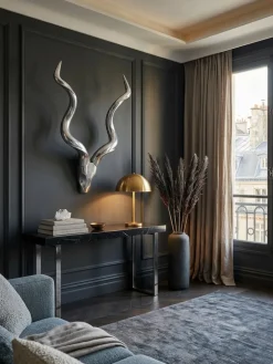 Wanddeko Hirschgeweih Aluminium silberfarben 80 cm im Landhausstil