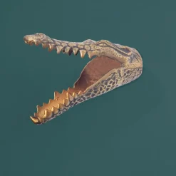 Wanddekoration Krokodil Aluminium 31 cm Wandobjekt goldfarben modern Tiermotiv