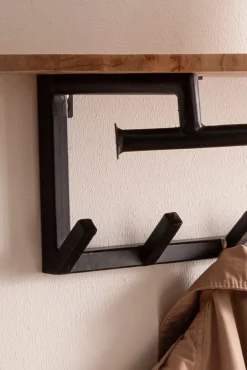 Wandgarderobe Akazie Massivholz 100cm Metall Garderobe mit Ablage Industrial
