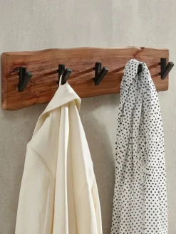 Wandgarderobe Akazie Massivholz Metall Modern 60x17x9 cm
