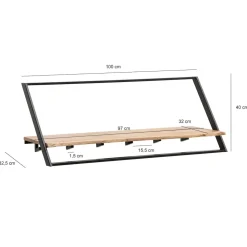 Wandgarderobe Akazie Massivholz Metall 100cm Hängegarderobe Industrial Baumkante