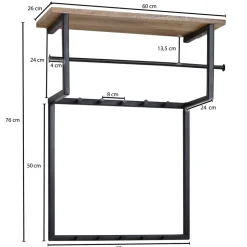 Wandgarderobe FineBuy Hakenleiste Holz Metall 60 cm Garderobe mit Ablage Flur