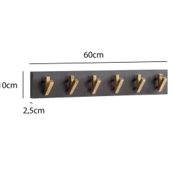 Wandgarderobe FineBuy Hakenleiste Mango Massivholz 60 cm Garderobe Flur Schwarz
