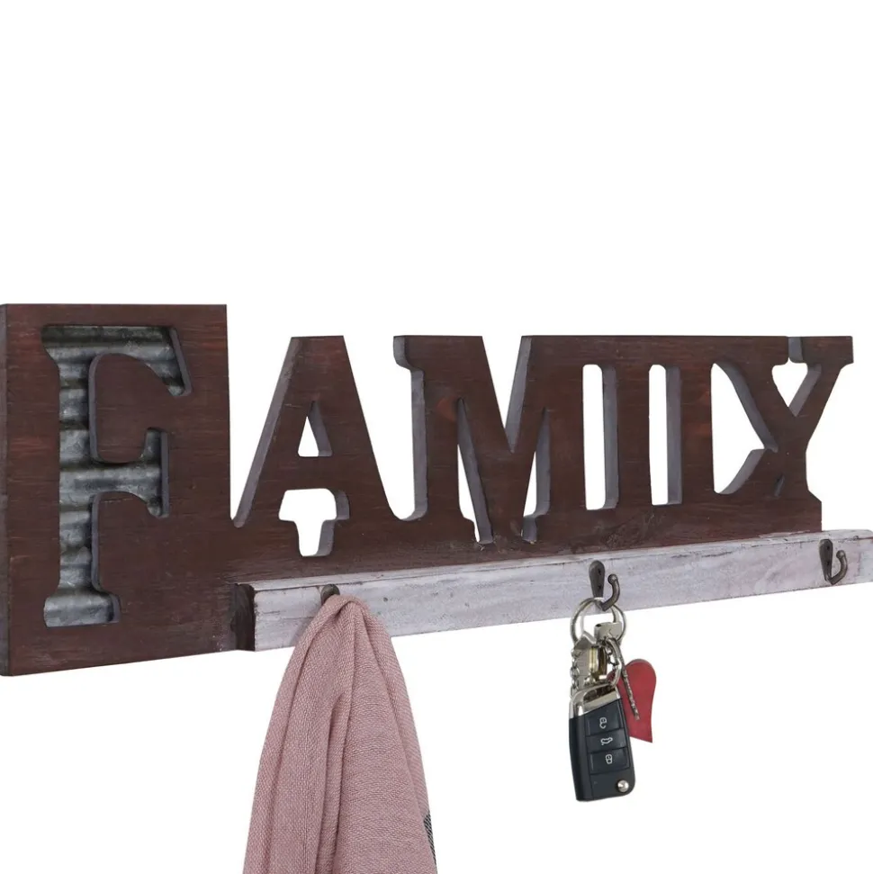 Wandgarderobe MCW-A91 Family, Garderobenpaneel, Landhaus Holz Metall