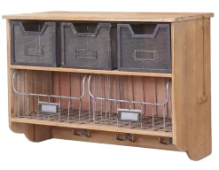 Wandgarderobe MCW-A43, Garderobe Regal, Tanne Holz Vintage Patchwork 42x60x24cm