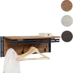 Wandgarderobe MCW-A27, Garderobe Regal, 4 Haken 24x75x24cm 3D-Struktur ~ Wildeiche-Optik