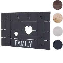 Wandgarderobe MCW-C89 Family, Garderobenpaneel Garderobe, Shabby-Look Vintage, 8 Haken 60x90cm ~ dunkelgrau, shabby