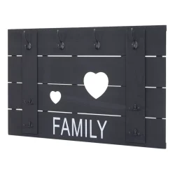 Wandgarderobe MCW-C89 Family, Garderobenpaneel Garderobe, Shabby-Look Vintage, 8 Haken 60x90cm ~ dunkelgrau, shabby
