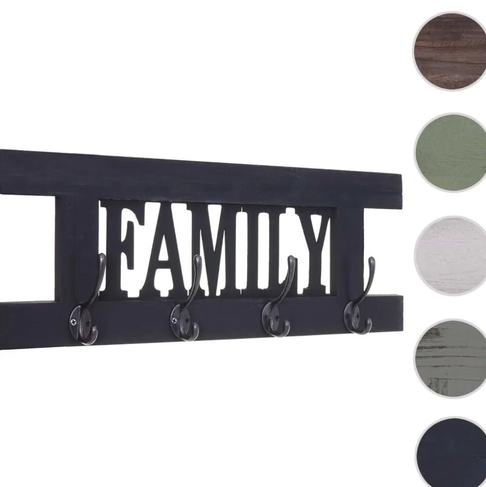 Wandgarderobe MCW-C60 Family, Garderobe Garderobenpaneel, Shabby-Look Vintage 60x21cm