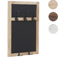 Wandgarderobe MCW-C51, Garderobe Kreidetafel Wandtafel, 5 Haken 55x34cm ~ naturbraun