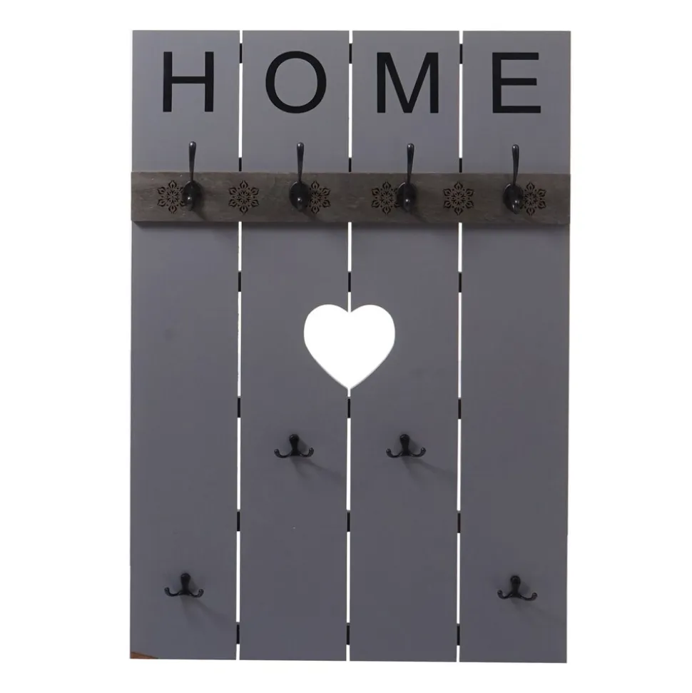 Wandgarderobe MCW-C89 Home, Garderobenpaneel Garderobe, Shabby-Look Vintage, 8 Haken 91x60cm ~ grau-blau