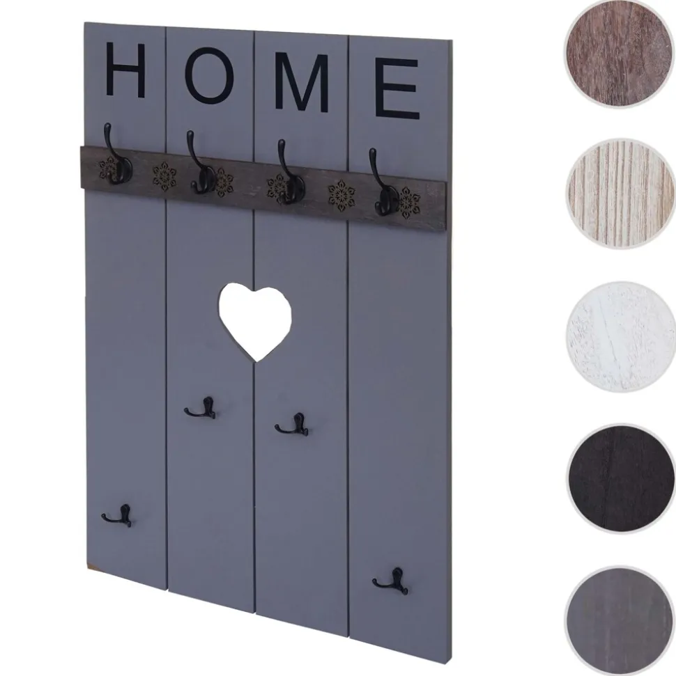 Wandgarderobe MCW-C89 Home, Garderobenpaneel Garderobe, Shabby-Look Vintage, 8 Haken 91x60cm ~ grau-blau