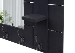 Wandgarderobe MCW-C89 mit Spiegel, Garderobenpaneel Garderobe, Shabby-Look Vintage, 5 Haken 90x60cm ~ dunkelgrau, shabby