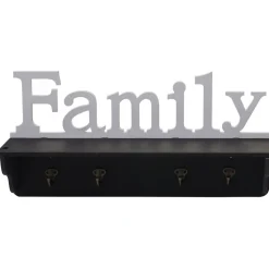 Wandgarderobe MCW-D41 Family, Garderobe Regal, 4 Haken massiv 30x60x13cm ~ schwarz/weiß
