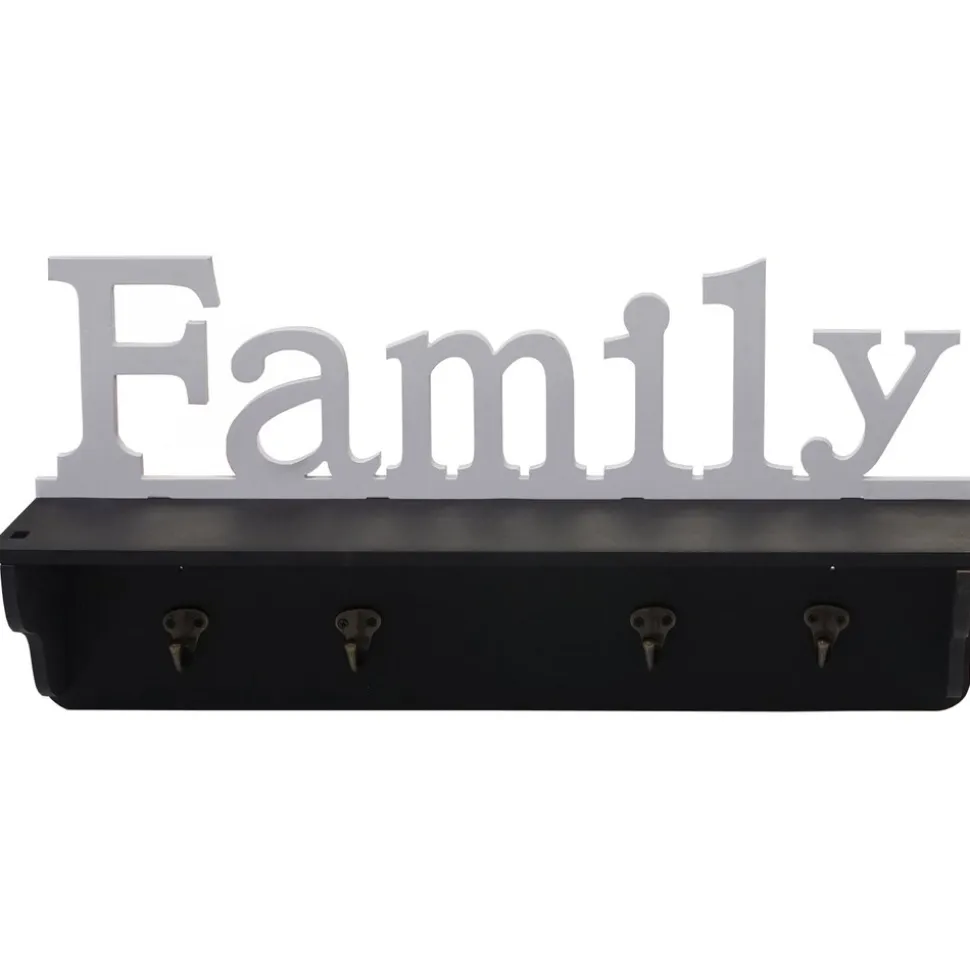 Wandgarderobe MCW-D41 Family, Garderobe Regal, 4 Haken massiv 30x60x13cm ~ schwarz/weiß