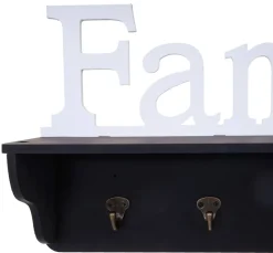 Wandgarderobe MCW-D41 Family, Garderobe Regal, 4 Haken massiv 30x60x13cm ~ schwarz/weiß