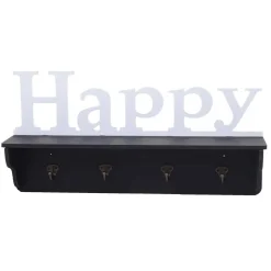 Wandgarderobe MCW-D41 Happy, Garderobe Regal, 4 Haken massiv 30x60x13cm ~ schwarz/weiß