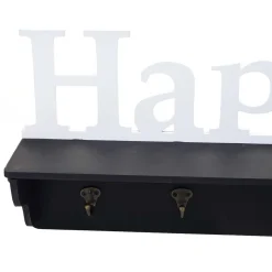Wandgarderobe MCW-D41 Happy, Garderobe Regal, 4 Haken massiv 30x60x13cm ~ schwarz/weiß