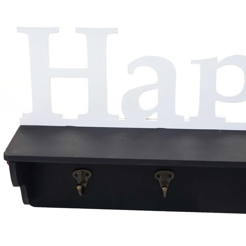 Wandgarderobe MCW-D41 Happy, Garderobe Regal, 4 Haken massiv 30x60x13cm ~ schwarz/weiß