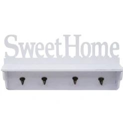 Wandgarderobe MCW-D41 Sweet Home, Garderobe Regal, 4 Haken massiv 30x60x13cm ~ weiß