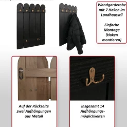 Wandgarderobe MCW-N95, Garderobe Garderobenpaneel, Paulownia 7 Haken 86x60cm ~ weiß