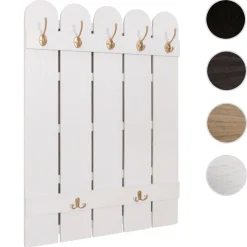 Wandgarderobe MCW-N95, Garderobe Garderobenpaneel, Paulownia 7 Haken 86x60cm ~ weiß