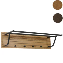 Wandgarderobe MCW-N78, 2 Kleiderstangen 4 Haken, skandinavischer Stil Metall Holz Melamin MVG 20x80x27cm ~ natur