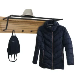 Wandgarderobe MCW-N78, 2 Kleiderstangen 4 Haken, skandinavischer Stil Metall Holz Melamin MVG 20x80x27cm ~ natur