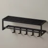Wandgarderobe Metall Schwarz Modern 70x20x20 cm mit Ablage und Hutablage
