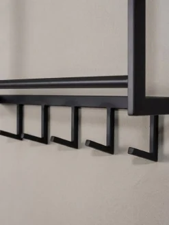 Wandgarderobe Metall Schwarz Modern 70x20x20 cm mit Ablage und Hutablage