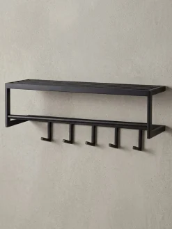 Wandgarderobe Metall Schwarz Modern 70x20x20 cm mit Ablage und Hutablage