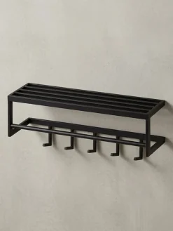 Wandgarderobe Metall Schwarz Modern 70x20x20 cm mit Ablage und Hutablage