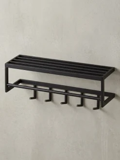 Wandgarderobe Metall Schwarz Modern 70x20x20 cm mit Ablage und Hutablage