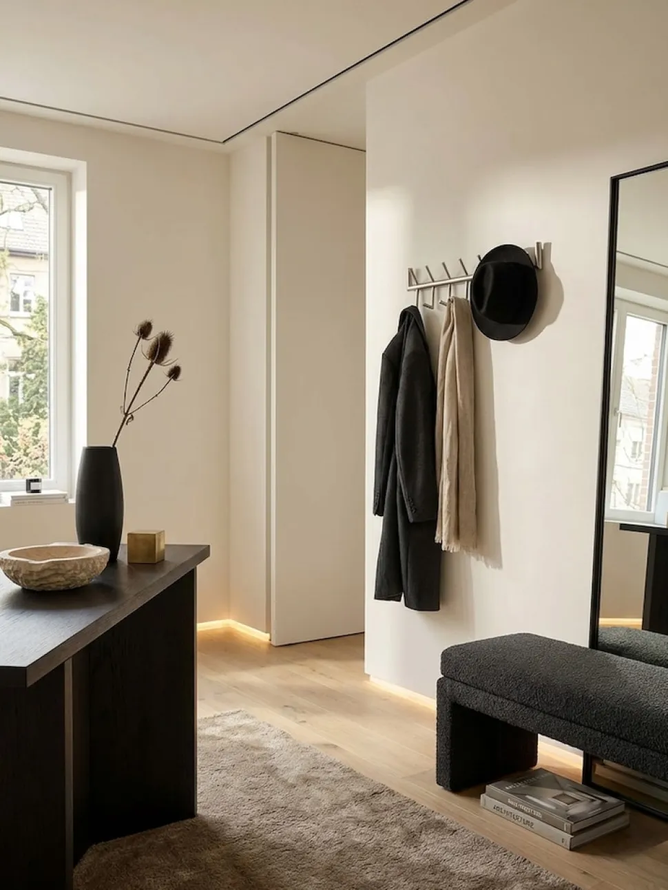 Wandgarderobe Metall Silber Modern 60x19x10 cm