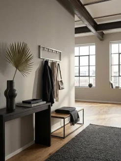 Wandgarderobe Metall Silber Modern 50x20x4 cm Hakenleiste Wandpaneel
