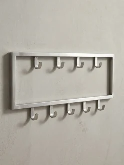 Wandgarderobe Metall Silber Modern 50x20x4 cm Hakenleiste Wandpaneel