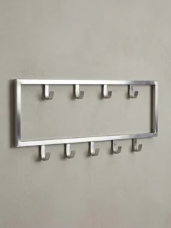 Wandgarderobe Metall Silber Modern 50x20x4 cm Hakenleiste Wandpaneel