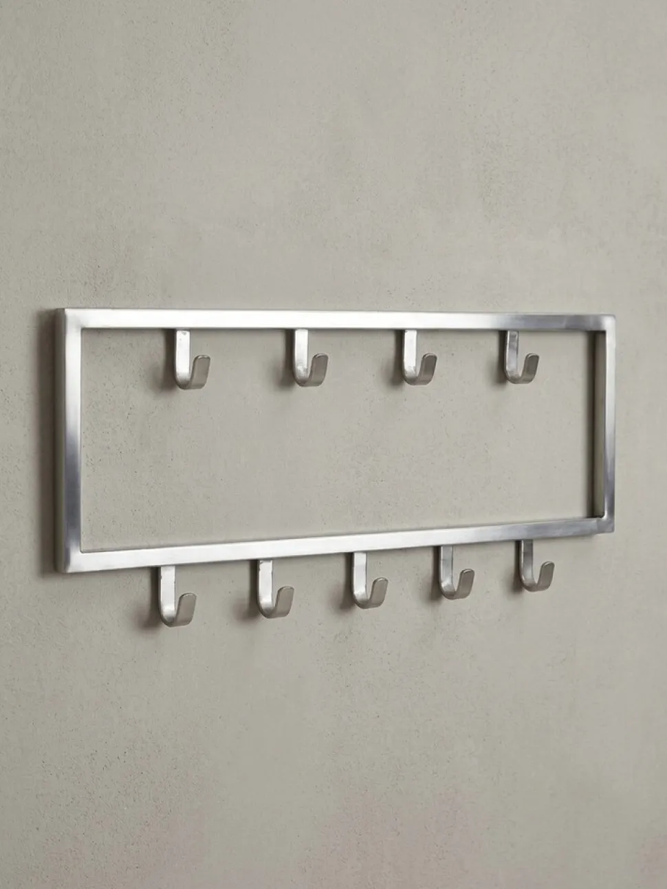 Wandgarderobe Metall Silber Modern 50x20x4 cm Hakenleiste Wandpaneel