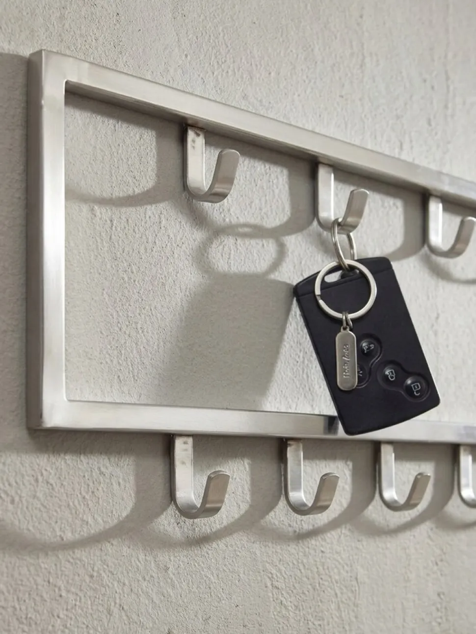 Wandgarderobe Metall Silber Modern 50x20x4 cm Hakenleiste Wandpaneel