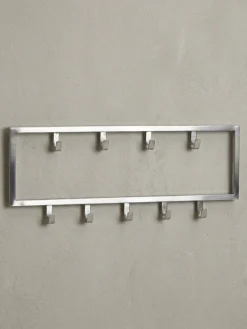Wandgarderobe Metall Silber Modern 50x20x4 cm Hakenleiste Wandpaneel
