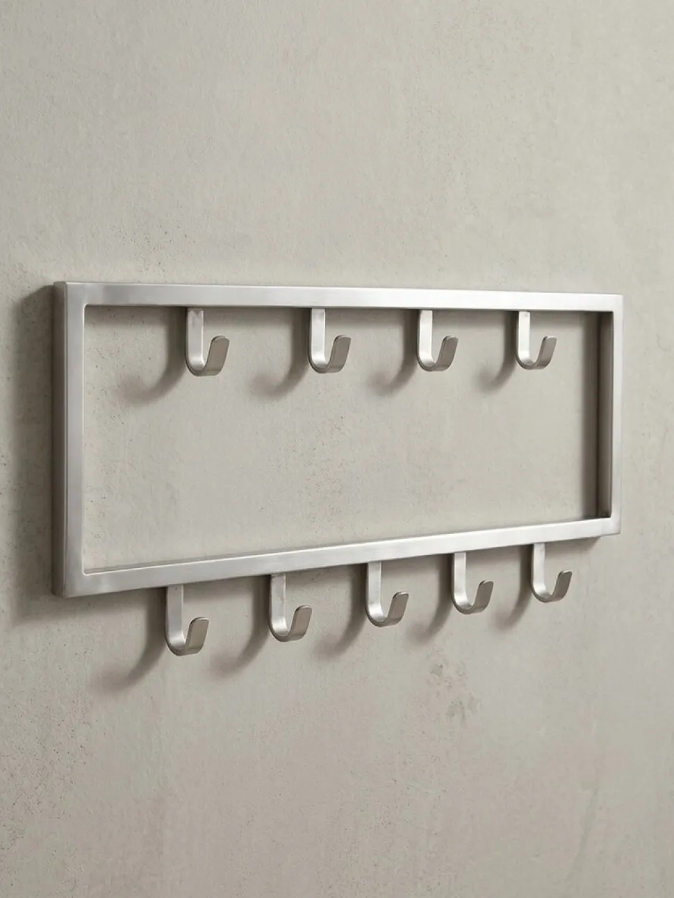 Wandgarderobe Metall Silber Modern 50x20x4 cm Hakenleiste Wandpaneel